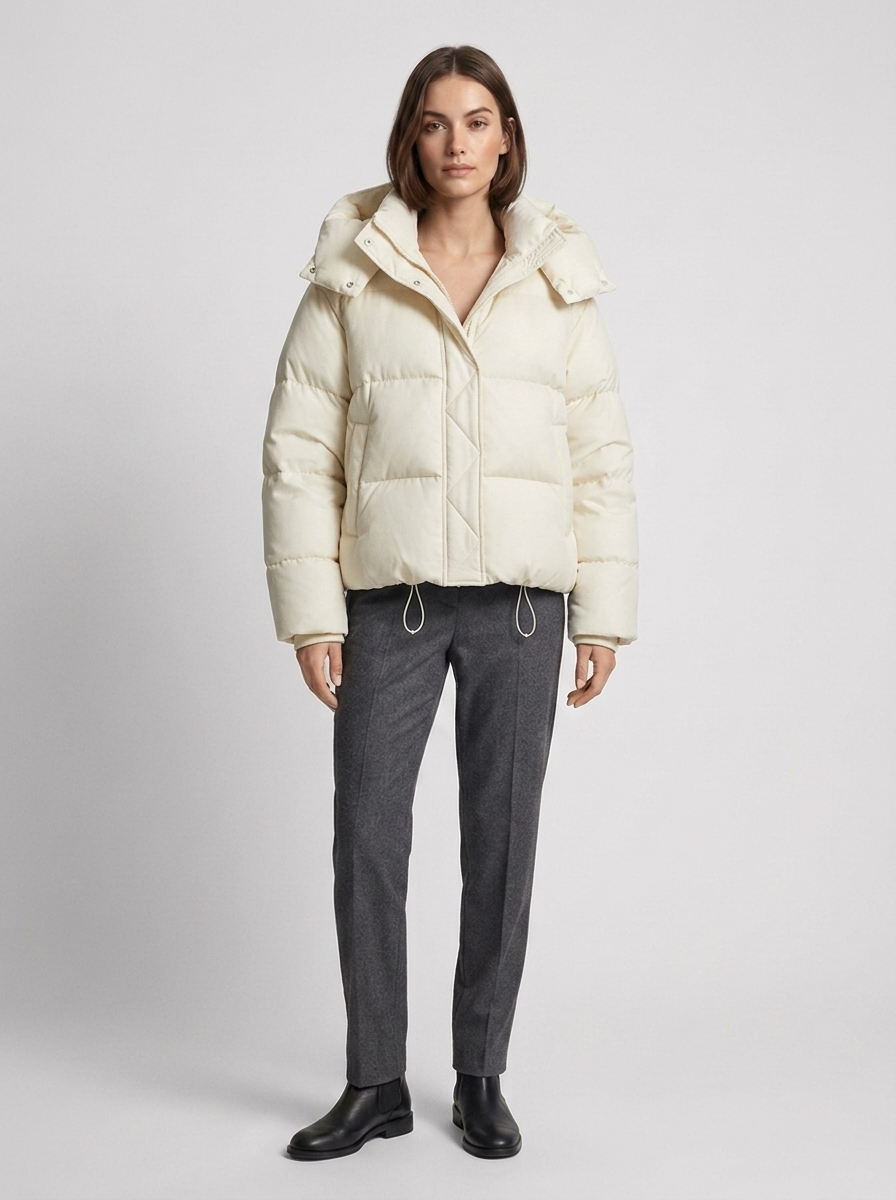 Thea | Women's Short Oversized Puffer Jacket Lined with Hood & Zip