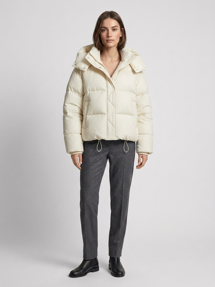 Thea | Women's Short Oversized Puffer Jacket Lined with Hood & Zip