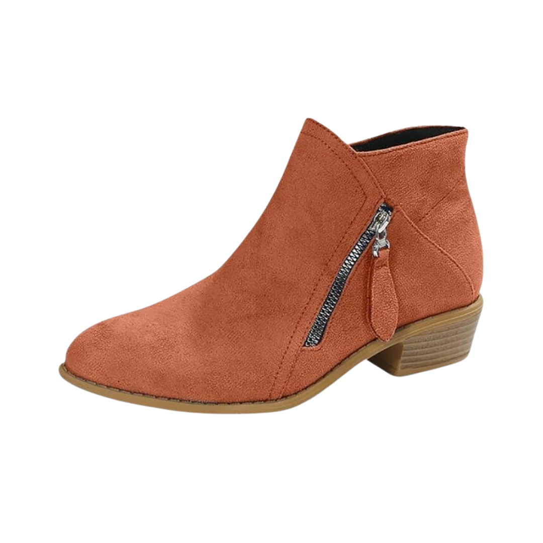 Matilda | Women's Block Heel Ankle Boots Side Zip Tassel Pull