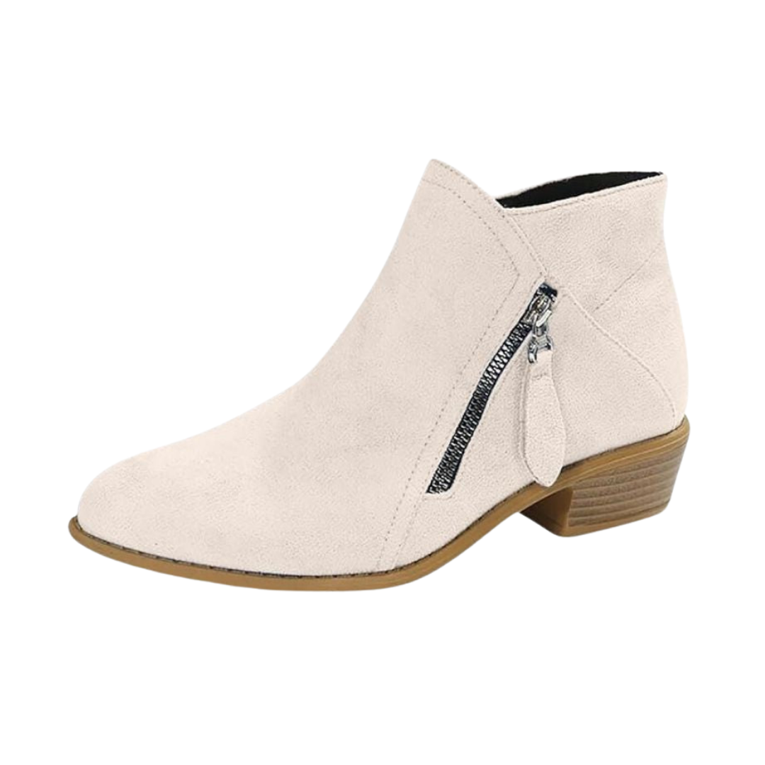 Matilda | Women's Block Heel Ankle Boots Side Zip Tassel Pull