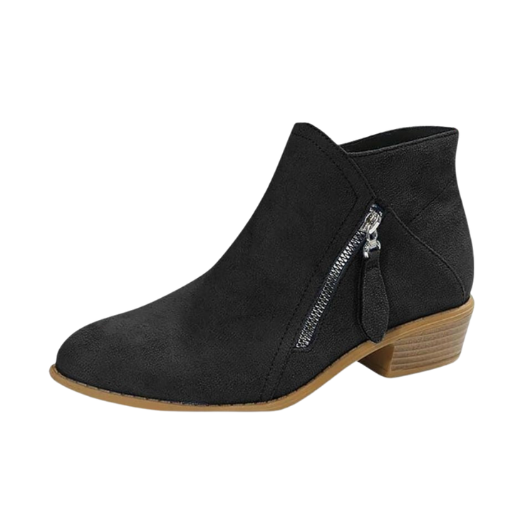Matilda | Women's Block Heel Ankle Boots Side Zip Tassel Pull