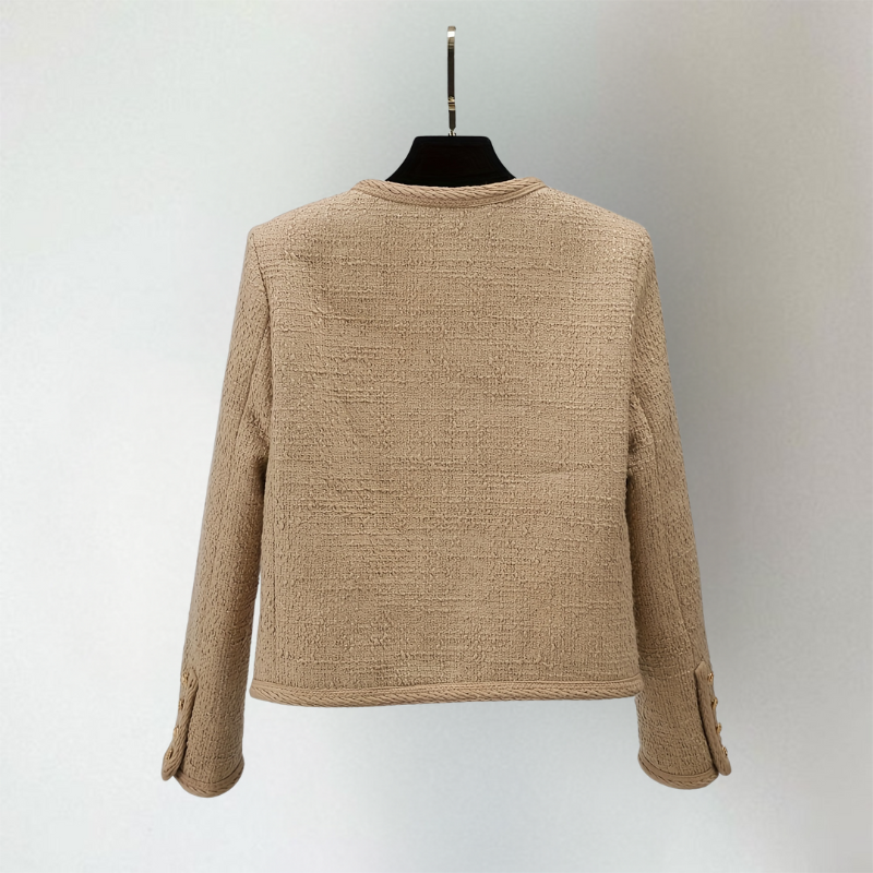 Odette | Women's Boucle Cardigan Crew Neck Patch Pockets Button Up