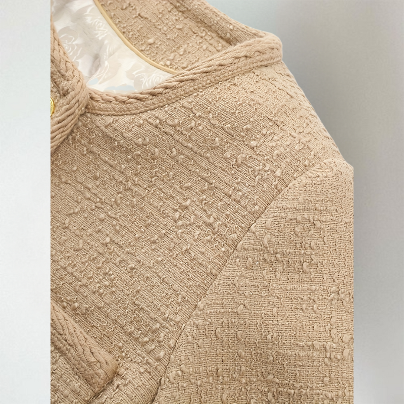 Odette | Women's Boucle Cardigan Crew Neck Patch Pockets Button Up
