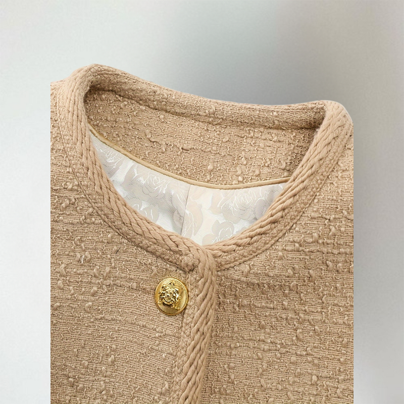 Odette | Women's Boucle Cardigan Crew Neck Patch Pockets Button Up
