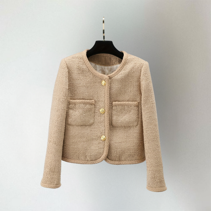Odette | Women's Boucle Cardigan Crew Neck Patch Pockets Button Up