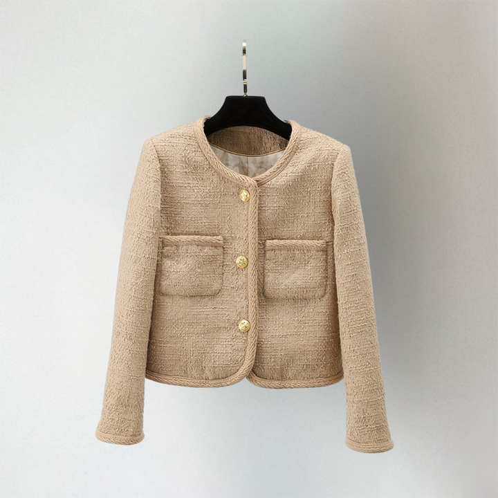 Odette | Women's Boucle Cardigan Crew Neck Patch Pockets Button Up