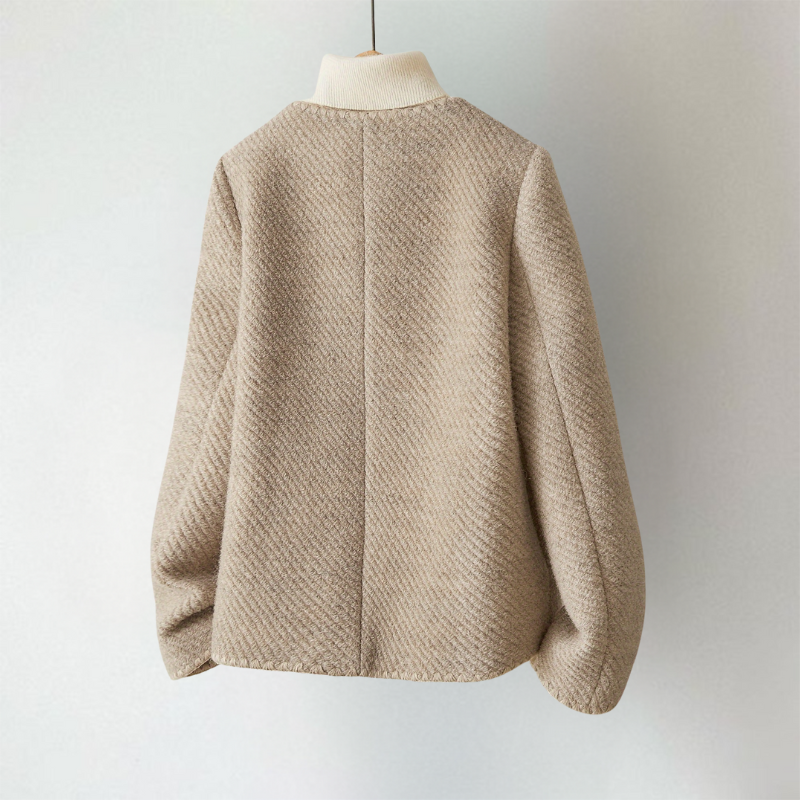 Georgiana | Women's Collarless Cardigan Button Up Patch Pockets