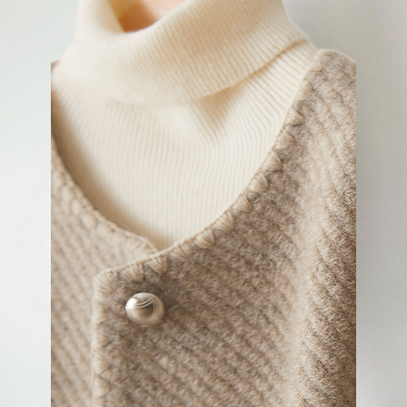 Georgiana | Women's Collarless Cardigan Button Up Patch Pockets