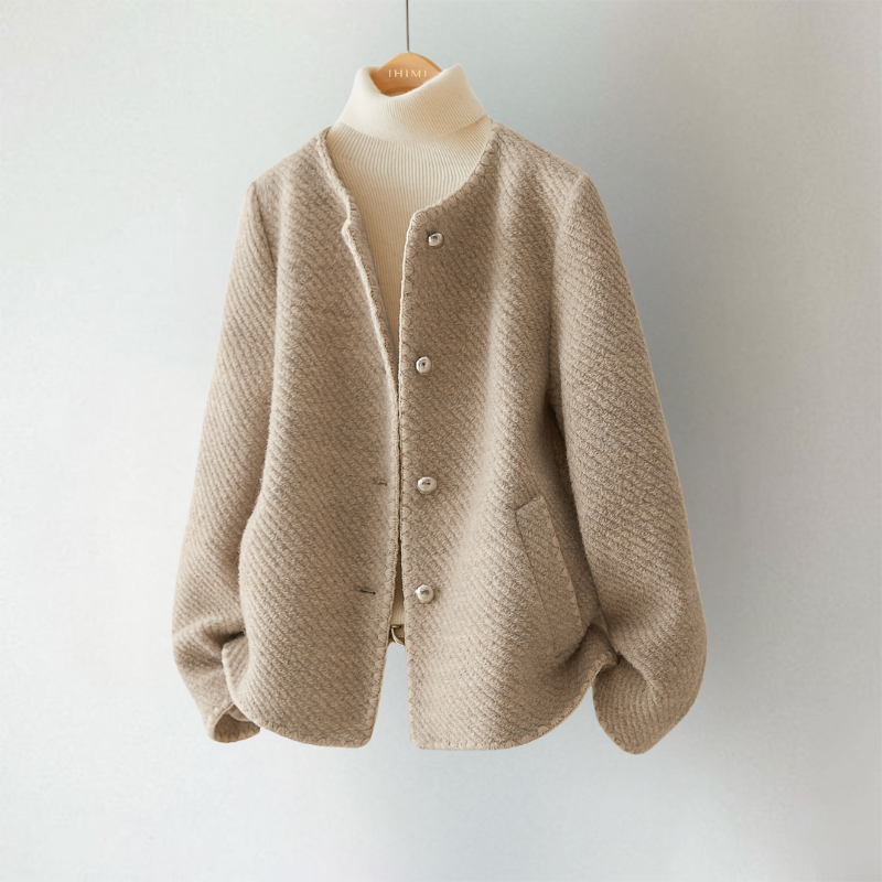 Georgiana | Women's Collarless Cardigan Button Up Patch Pockets