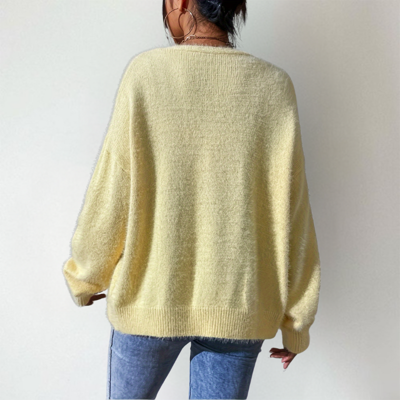 Flora | Women's Knitted V Neck Cardigan Button Up Long Sleeve