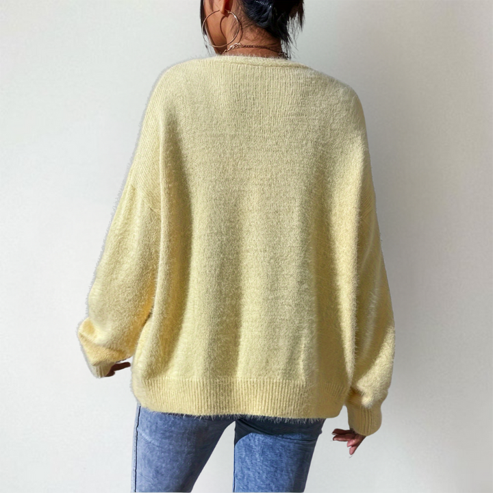 Flora | Women's Knitted V Neck Cardigan Button Up Long Sleeve
