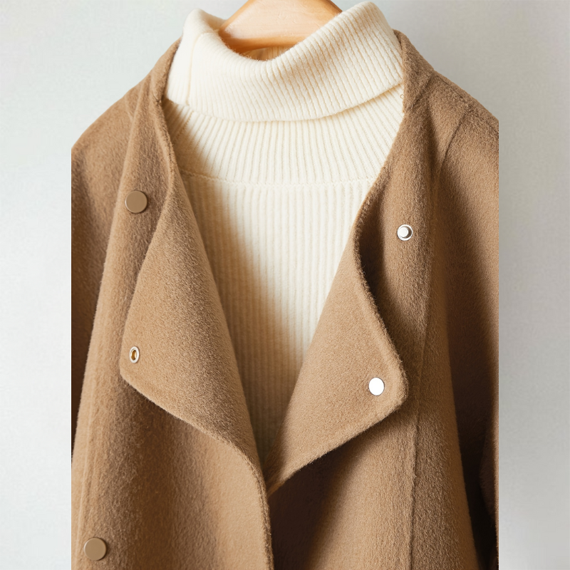 Noelle | Women's Cropped Cardigan Lapel Collar Patch Pockets