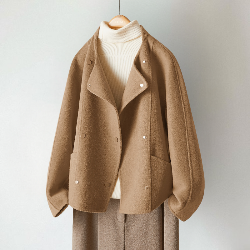 Noelle | Women's Cropped Cardigan Lapel Collar Patch Pockets