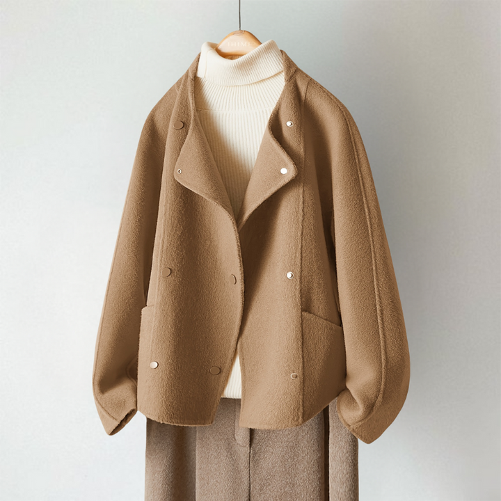 Noelle | Women's Cropped Cardigan Lapel Collar Patch Pockets