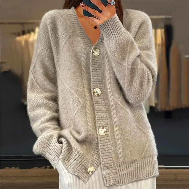 Esme | Women's Button-Front Knit Cardigan Fitted Long Sleeve