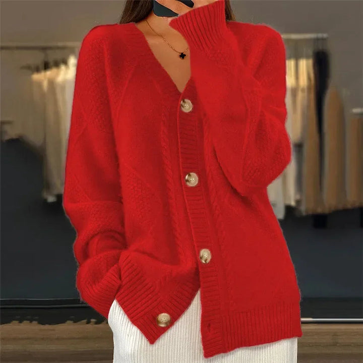 Esme | Women's Button-Front Knit Cardigan Fitted Long Sleeve