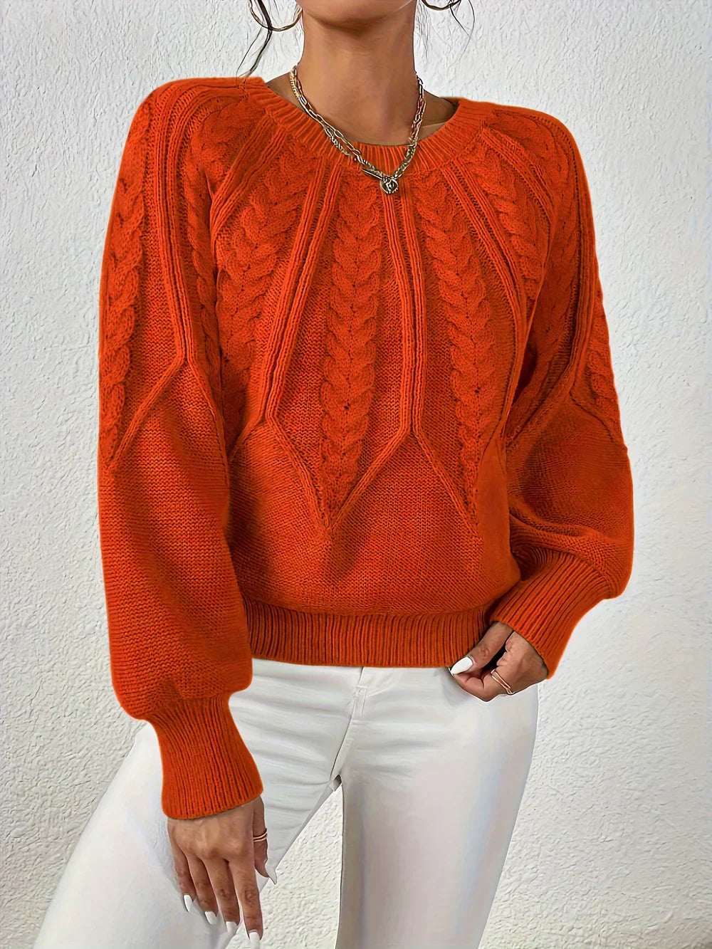 Lottie | Women's Cable Knit Jumper Relaxed Fit Soft Warm Knit