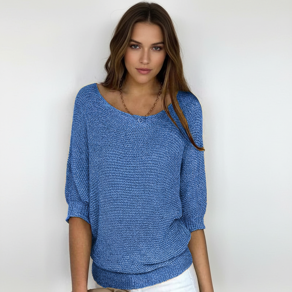 Nancy | Women's Relaxed Knit Jumper Batwing Sleeves Wide Neck
