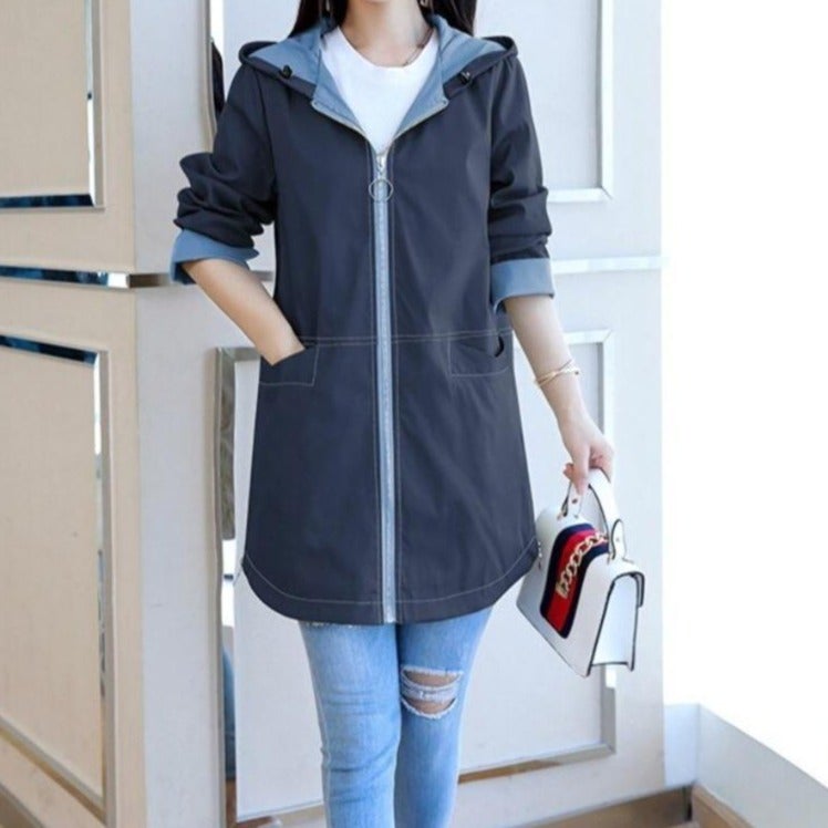 Corinne | Structured Rain Jacket with Hood and Zip Closure