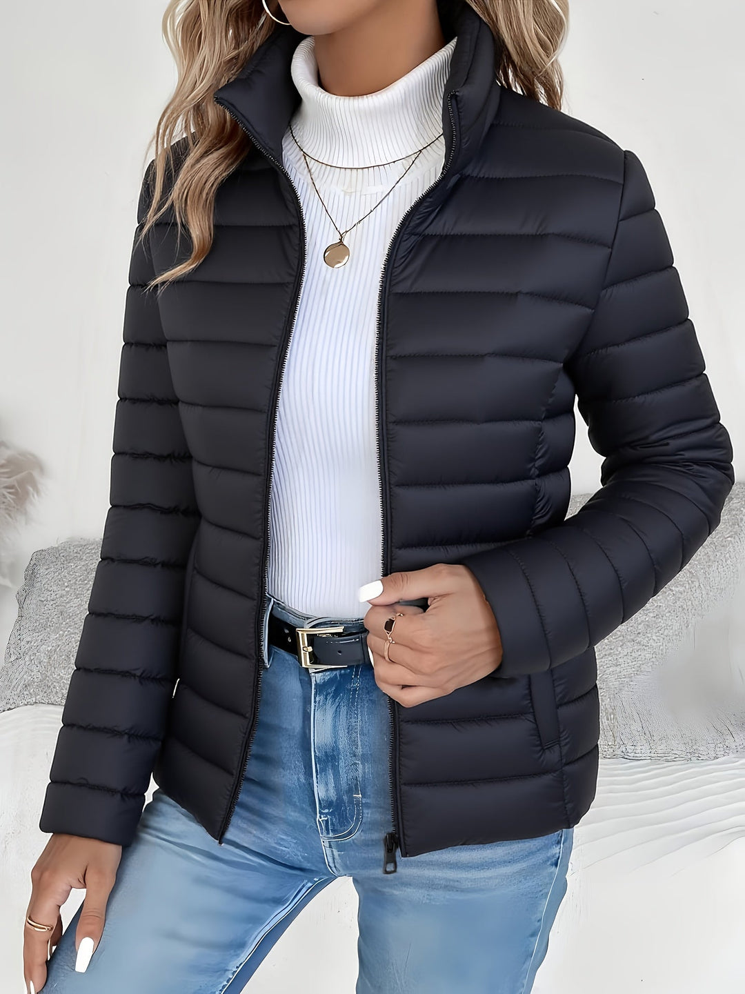 Juniper | Refined Quilted Jacket with Stand Collar and Zip Closure