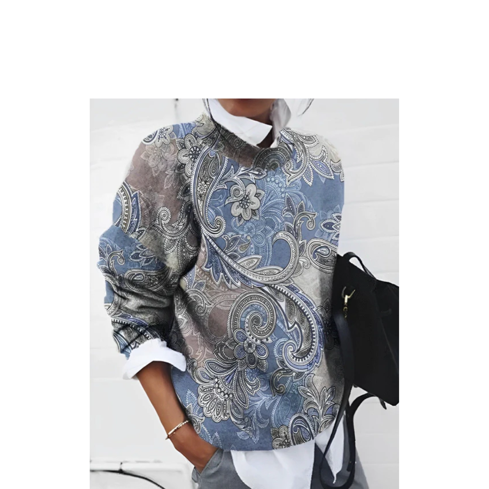 Elodie | Women's Printed Long Sleeve Top Relaxed Straight Fit