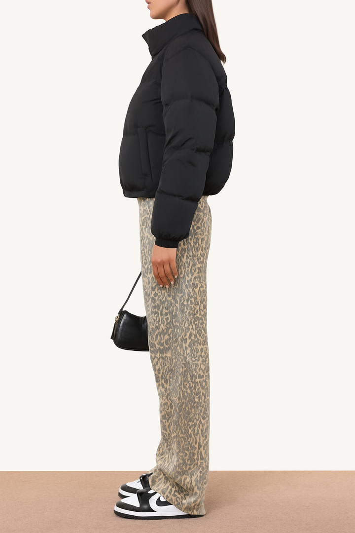Virella Leopard Print Wide Leg Jeans