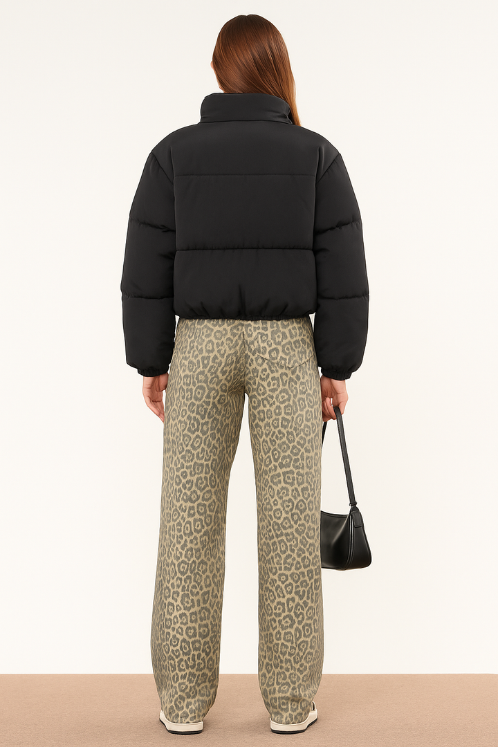 Virella Leopard Print Wide Leg Jeans