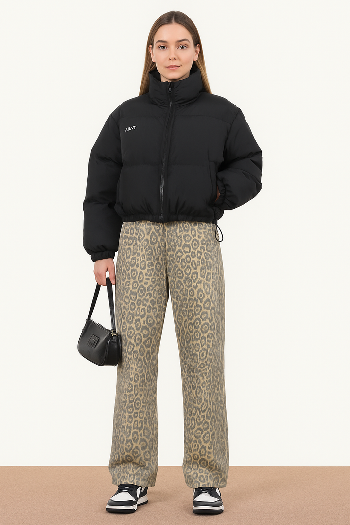 Virella Leopard Print Wide Leg Jeans