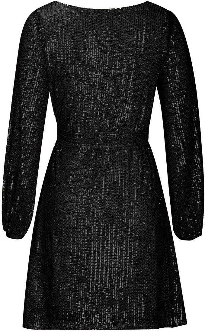 Gemma | Women's Sequin Mini Party Dress Loose Fit Long Sleeve