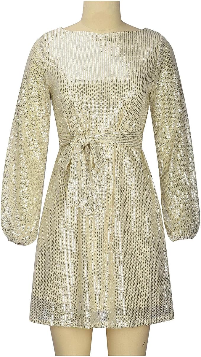 Gemma | Women's Sequin Mini Party Dress Loose Fit Long Sleeve