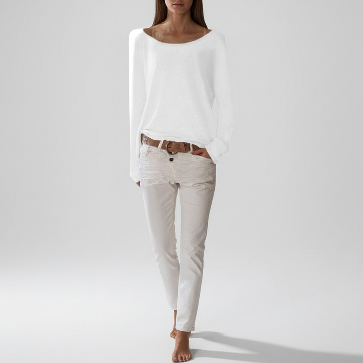 Maisie | Women's Lightweight Boat Neck Jumper Relaxed Draped Fit