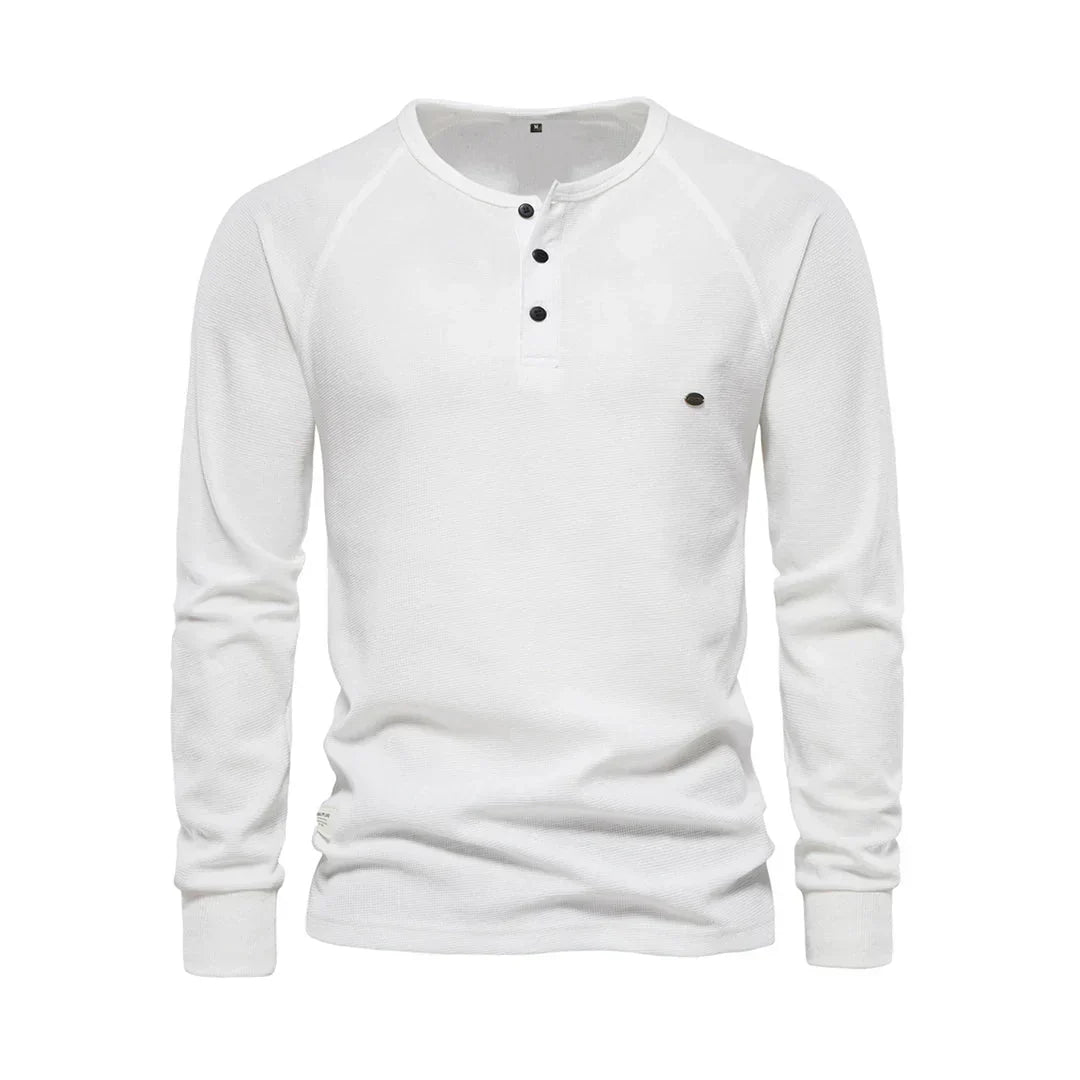 Hector | Men's Long Sleeve Henley Shirt Button Neck Casual Top