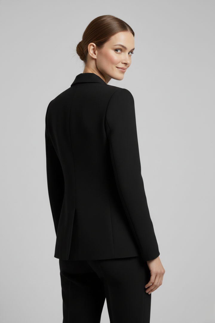 Mabel Double-Breasted Blazer with Gold-Tone Button Details