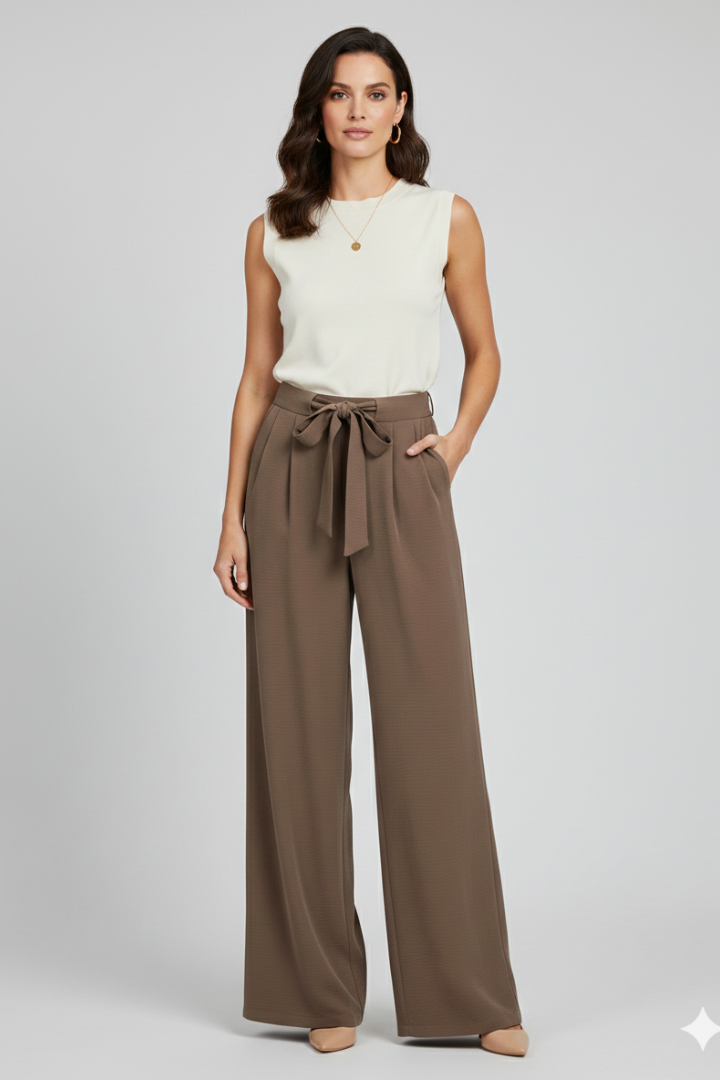 Tessa Wide-Leg Drawstring Waist Palazzo Trousers