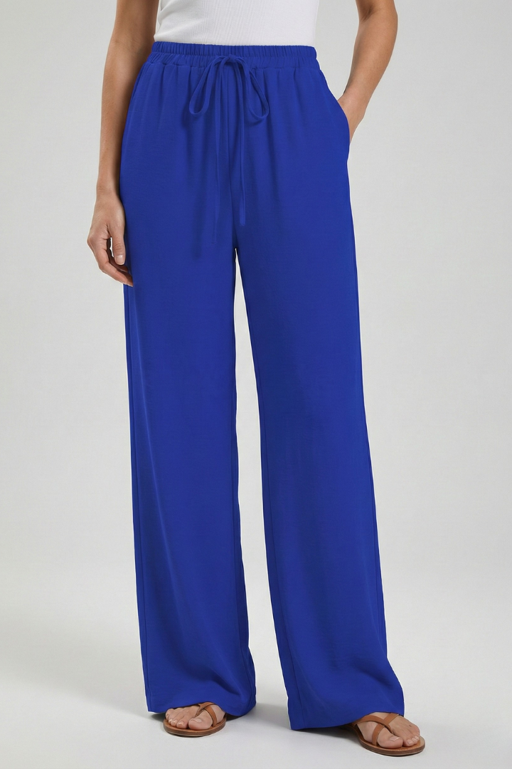 Catherine Palazzo Trousers with Drawstring Waist and Side Pockets