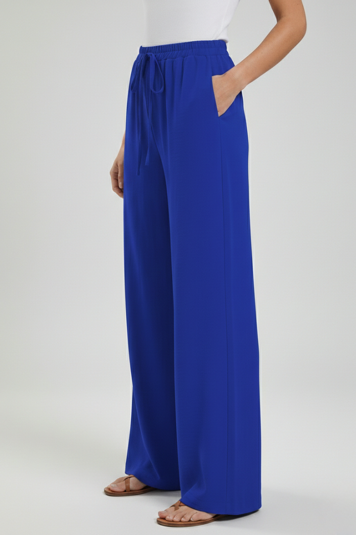 Catherine Palazzo Trousers with Drawstring Waist and Side Pockets