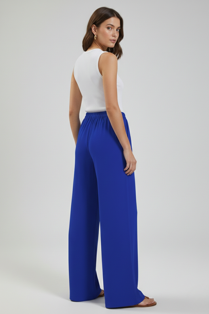 Catherine Palazzo Trousers with Drawstring Waist and Side Pockets