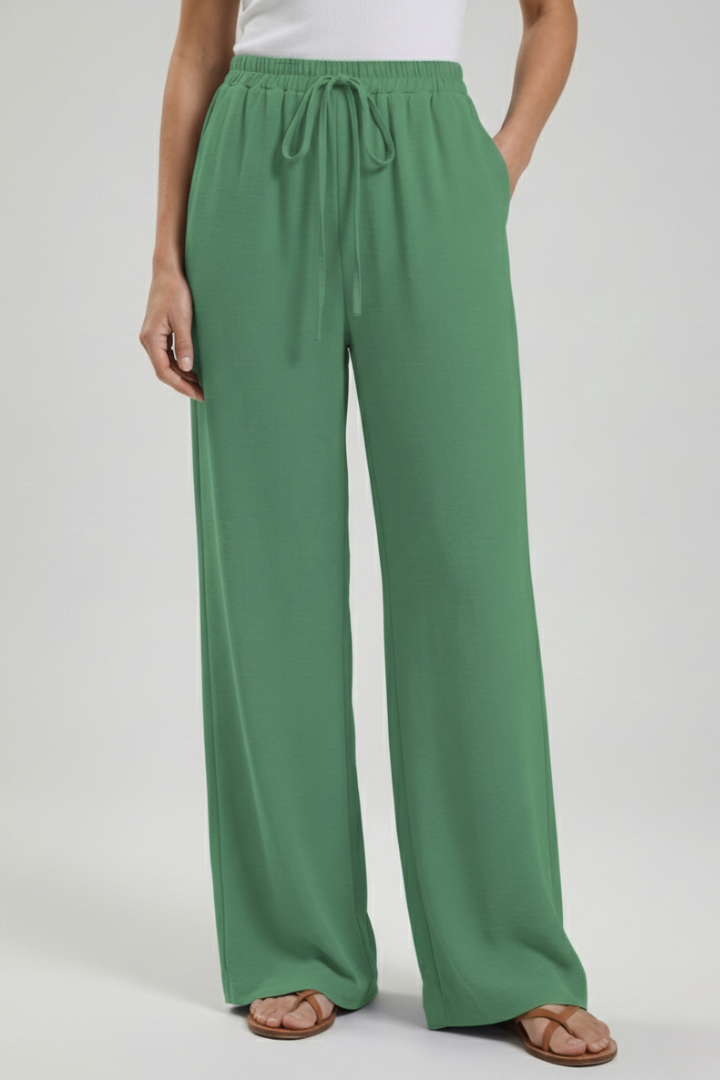 Catherine Palazzo Trousers with Drawstring Waist and Side Pockets
