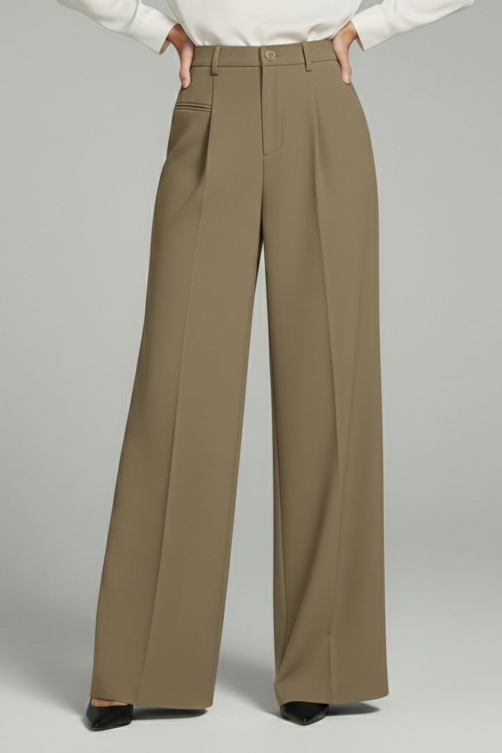 Ava Palazzo Trousers with Front Pleats and Back Pockets