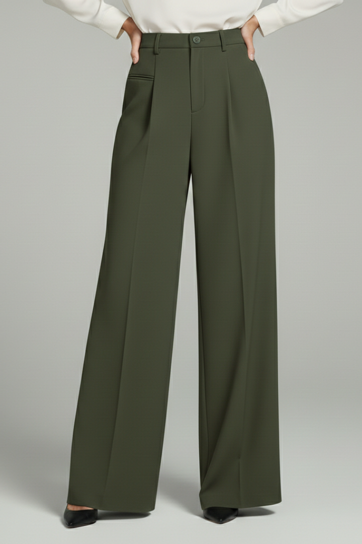 Ava Palazzo Trousers with Front Pleats and Back Pockets