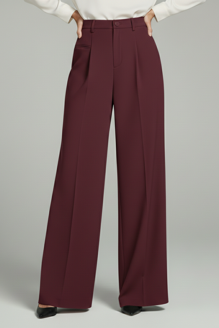 Ava Palazzo Trousers with Front Pleats and Back Pockets