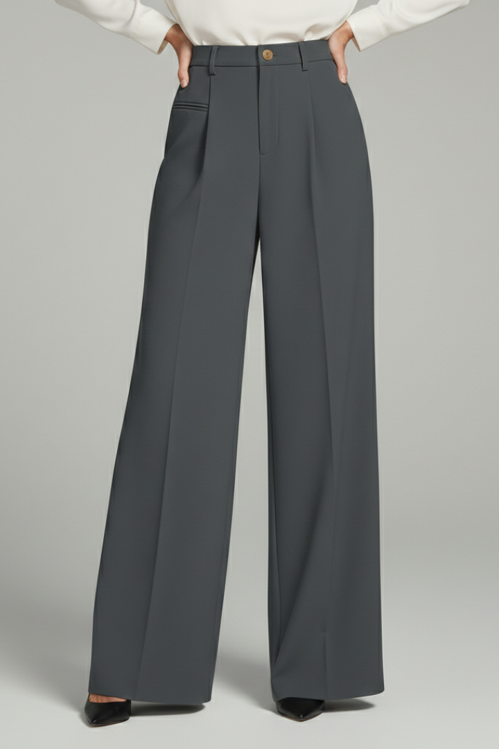 Ava Palazzo Trousers with Front Pleats and Back Pockets