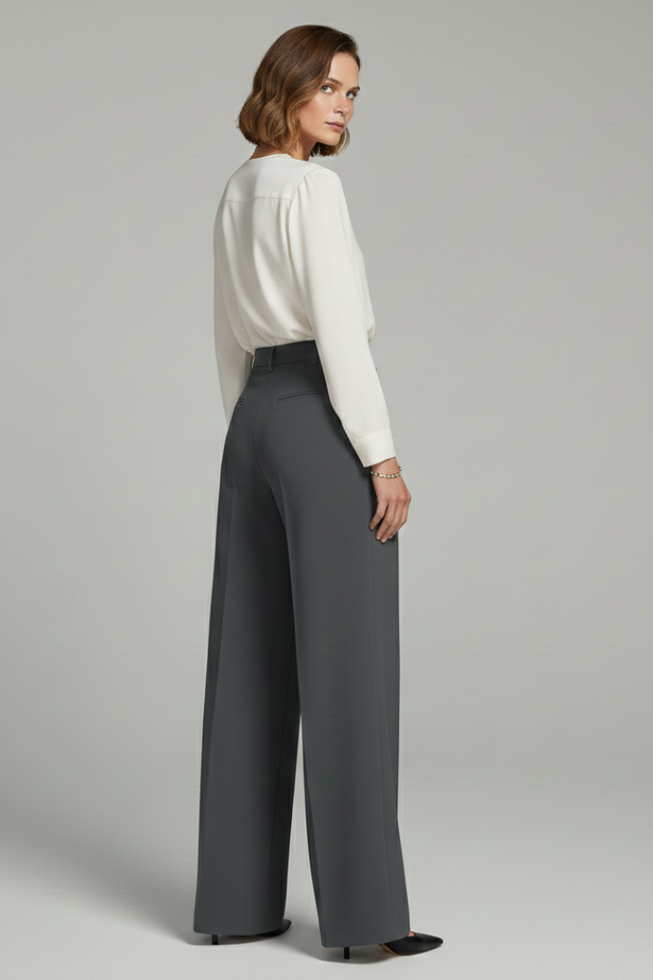 Ava Palazzo Trousers with Front Pleats and Back Pockets