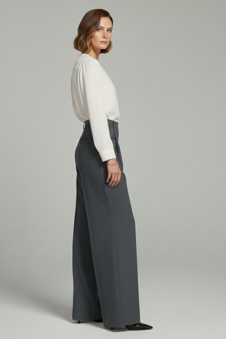 Ava Palazzo Trousers with Front Pleats and Back Pockets