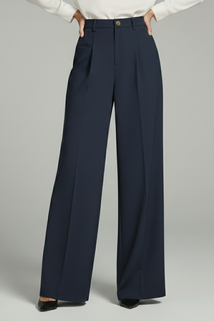 Ava Palazzo Trousers with Front Pleats and Back Pockets