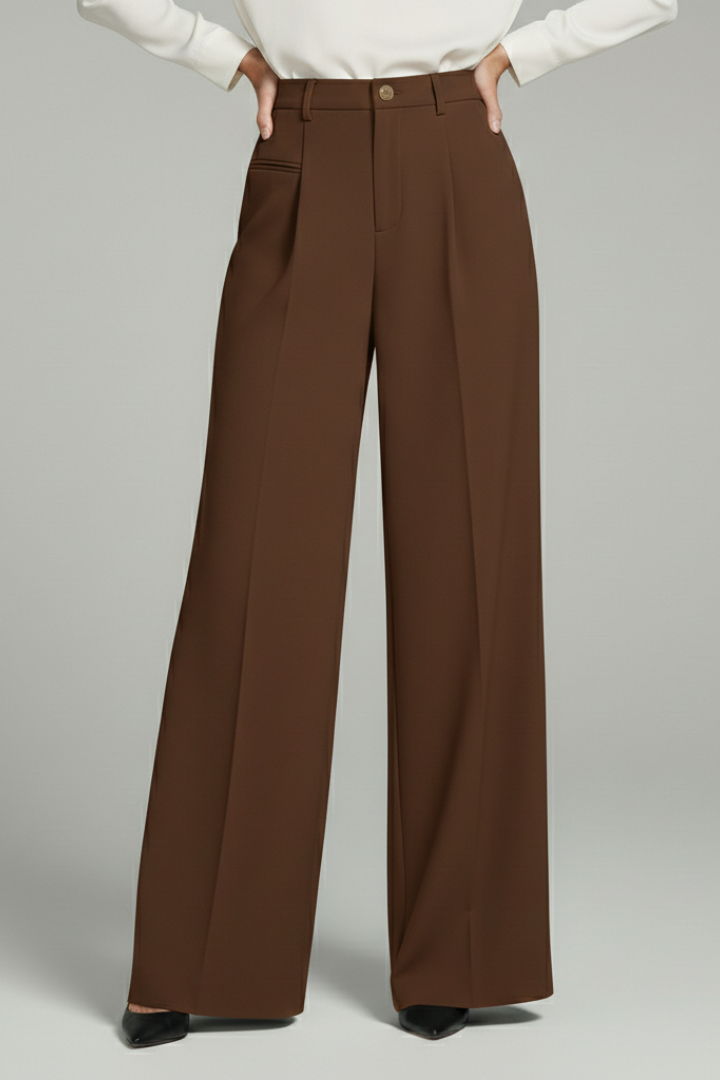 Ava Palazzo Trousers with Front Pleats and Back Pockets