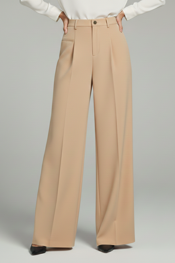 Ava Palazzo Trousers with Front Pleats and Back Pockets