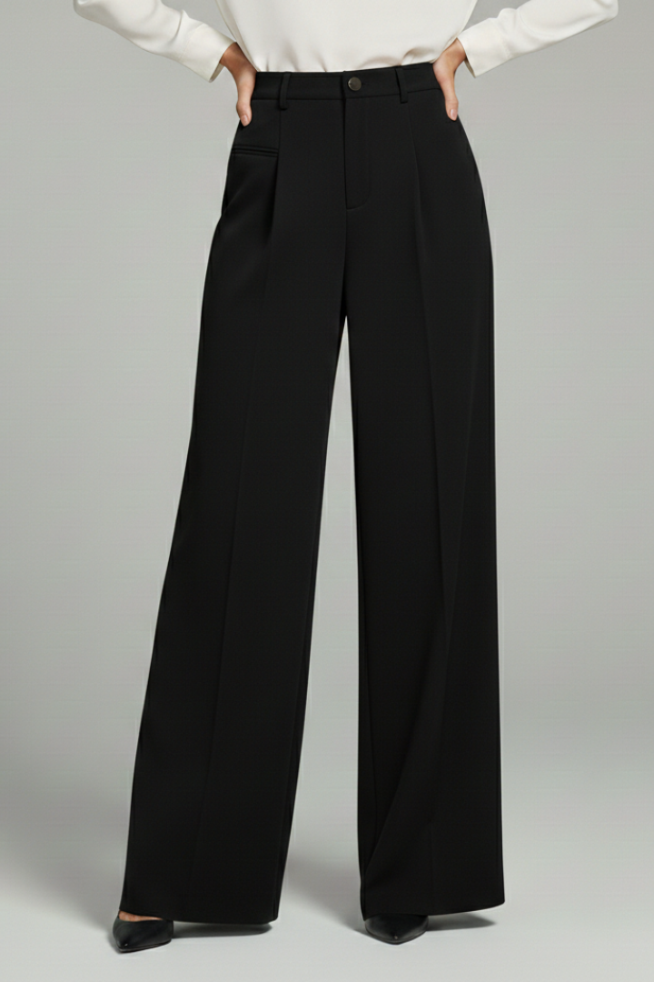 Ava Palazzo Trousers with Front Pleats and Back Pockets