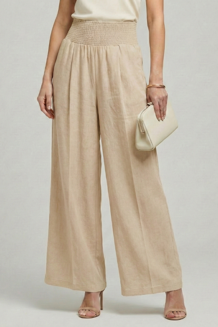 Bethany High-Waist Palazzo Trousers with Pleats