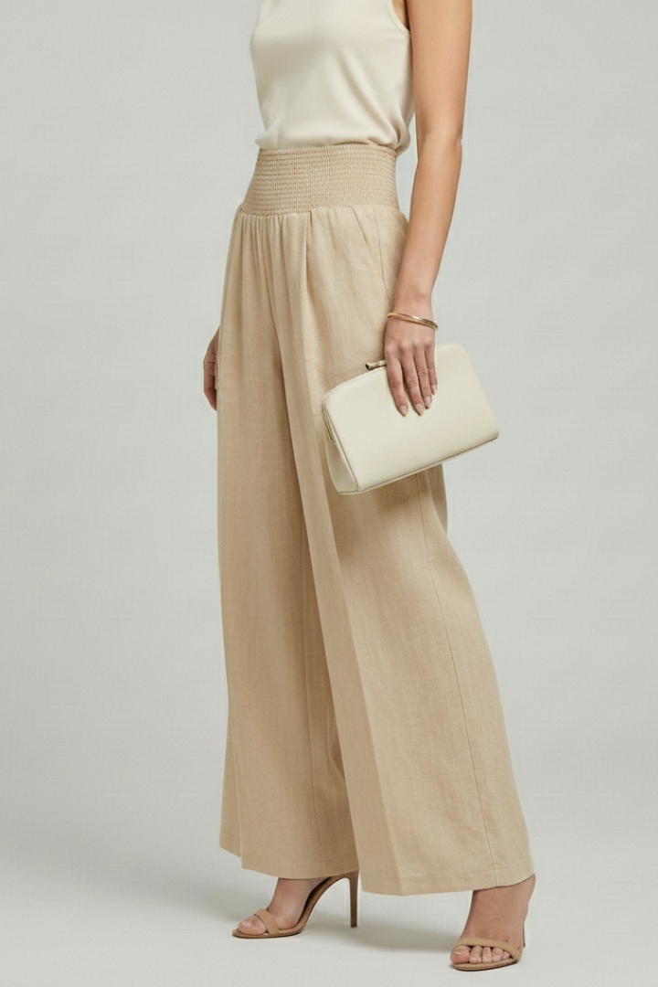 Bethany High-Waist Palazzo Trousers with Pleats
